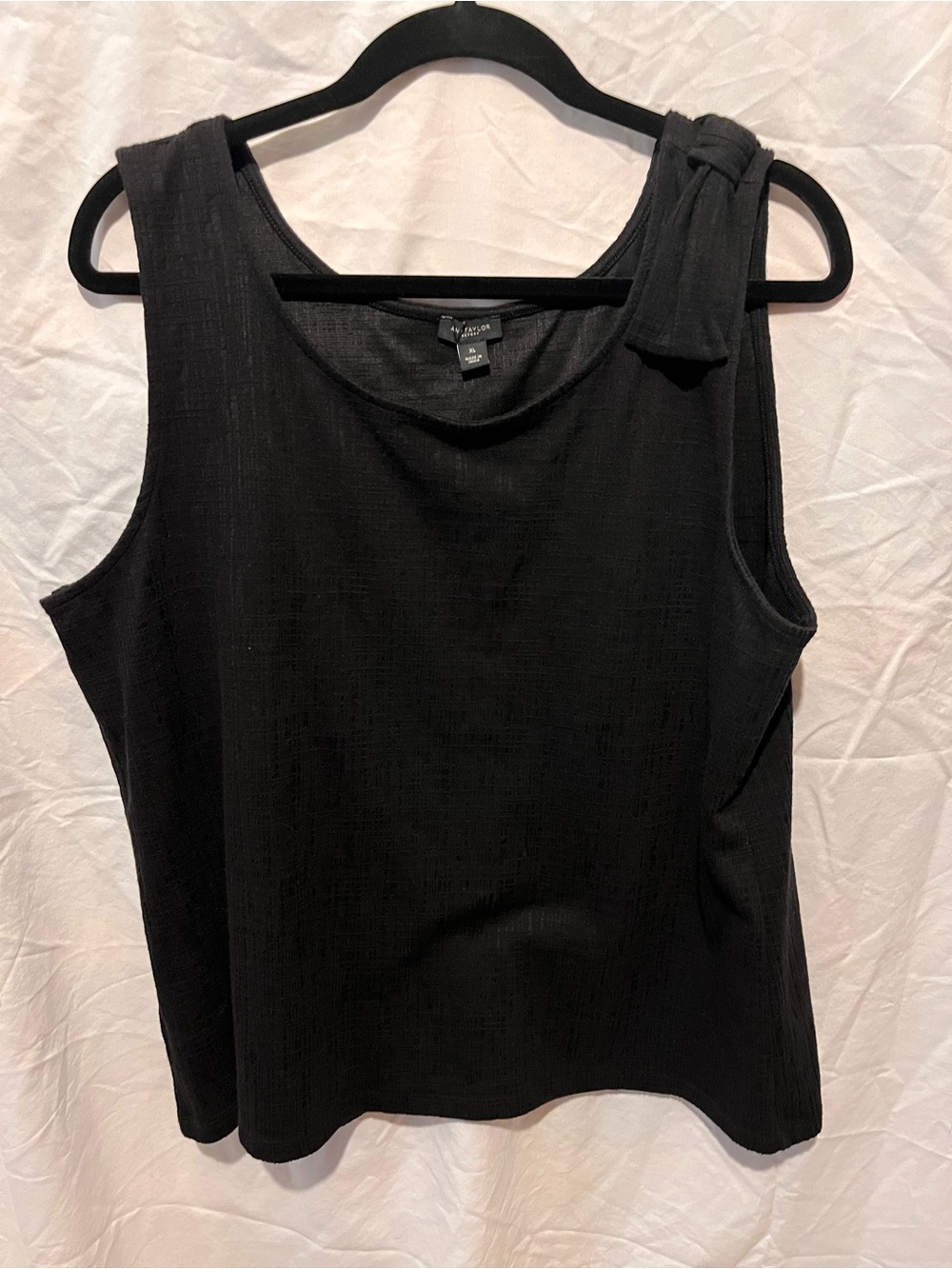 Ann Taylor Factory Black Tie-Shoulder Tank